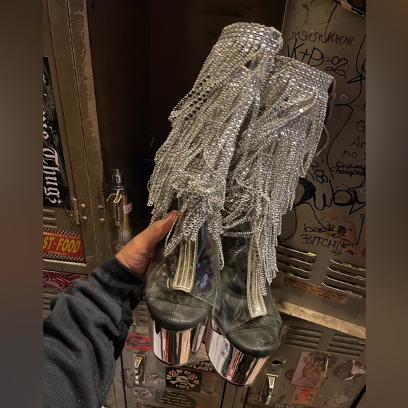 Worn Rhinestone Fringe Pleaser Boot - Picture 4 of 6